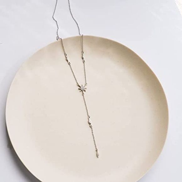 espere Star Drop Y Shaped Lariat Necklace Plated with 14K Rose Gold/White Gold - Picture 3 of 6